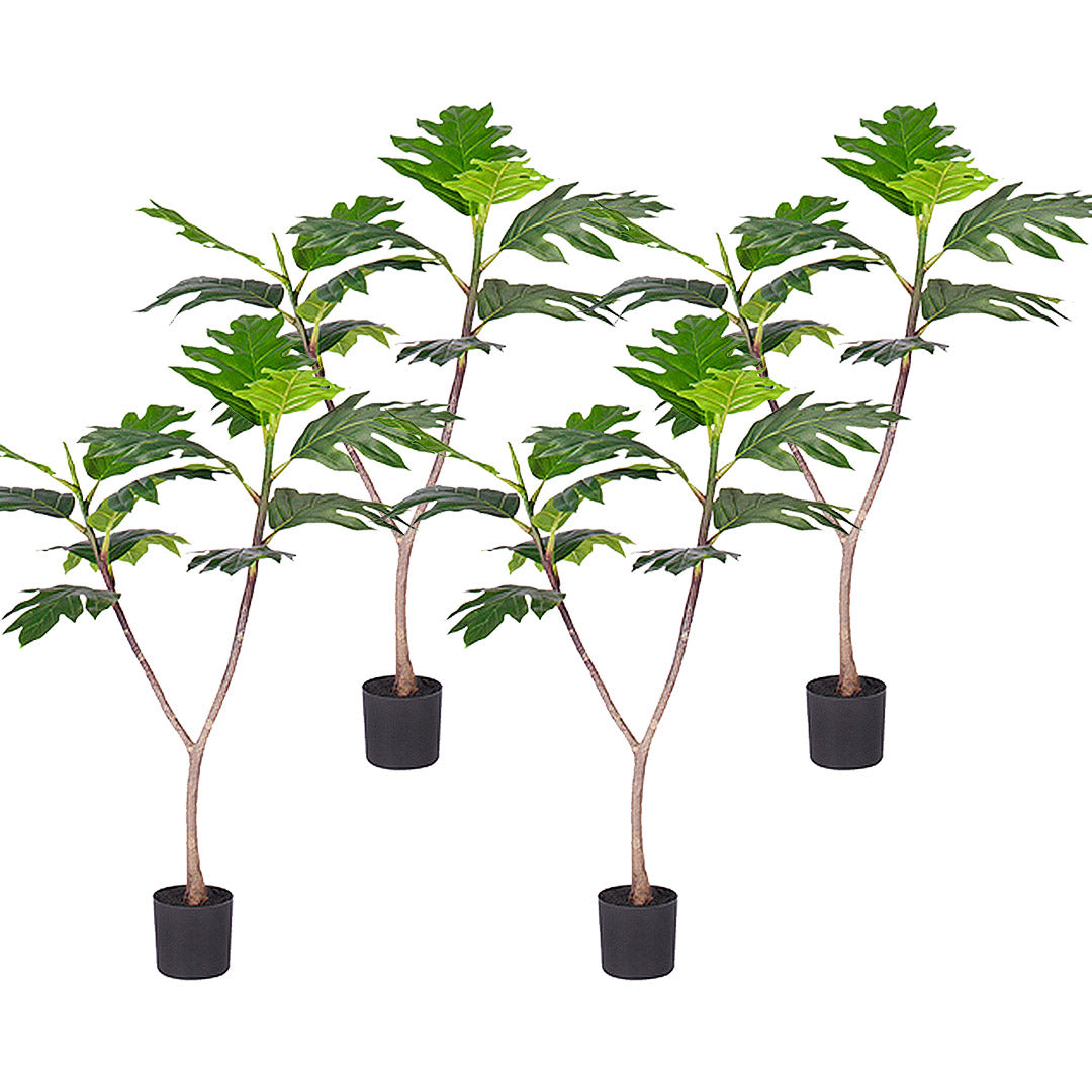 Soga 4 X 90cm Artificial Natural Green Split Leaf Philodendron Tree Fake Tropical Indoor Plant Home Office Decor