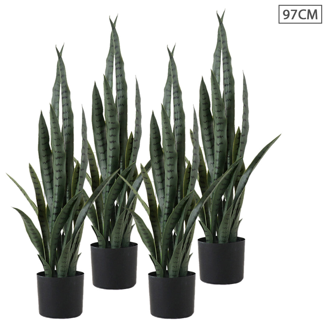 Soga 4 X 97cm Artificial Indoor Snake Sansevieria Plant Fake Decoration Tree Flower Pot