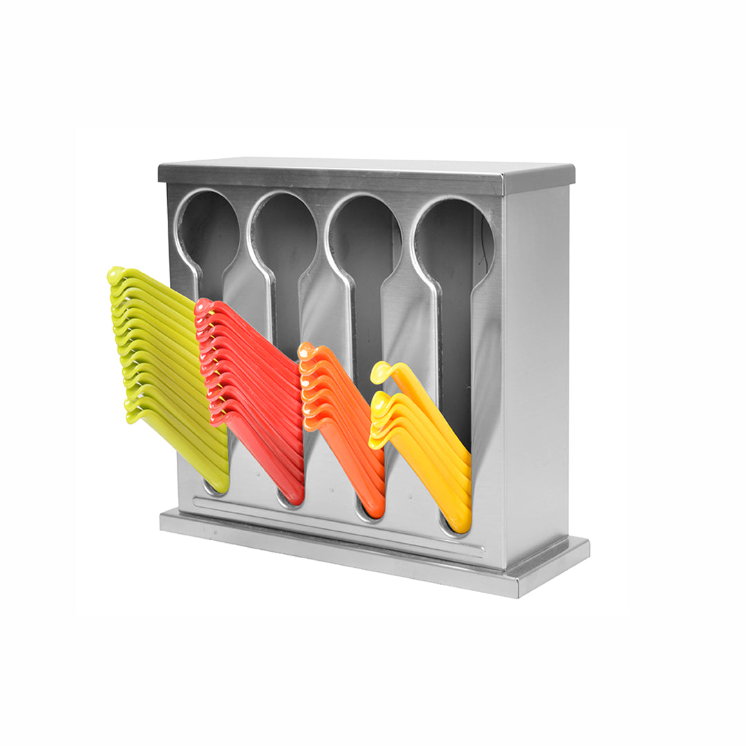 Soga Stainless Steel Buffet Restaurant Spoon Utensil Holder Storage Rack 4 Holes