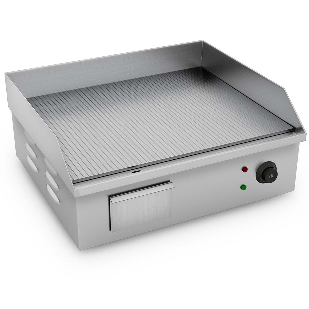 Soga 2200 W Stainless Steel Ribbed Griddle Commercial Grill Bbq Hot Plate 56*48*23cm