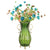 Soga 51cm Green Glass Tall Floor Vase With 12pcs Artificial Fake Flower Set