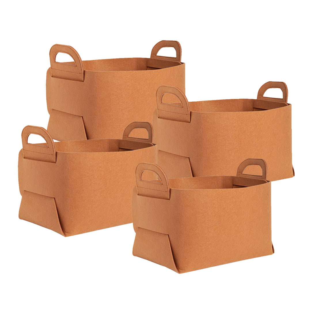 4X Large Coffee Foldable Felt Storage Portable Collapsible Bag Home Office Foldable Organiser with Carry Handles