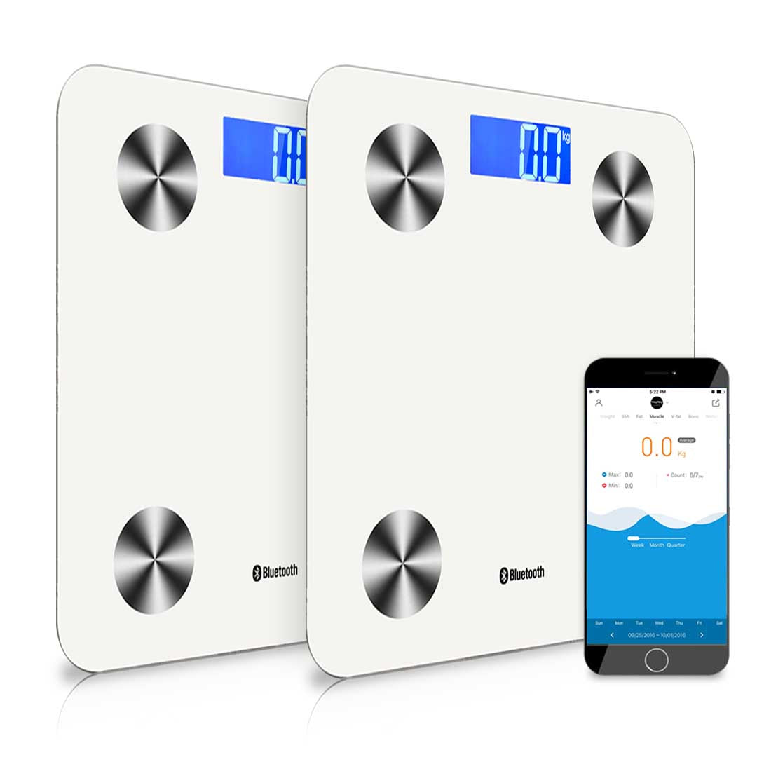 Soga 2 X Wireless Bluetooth Digital Body Fat Scale Bathroom Health Analyser Weight White