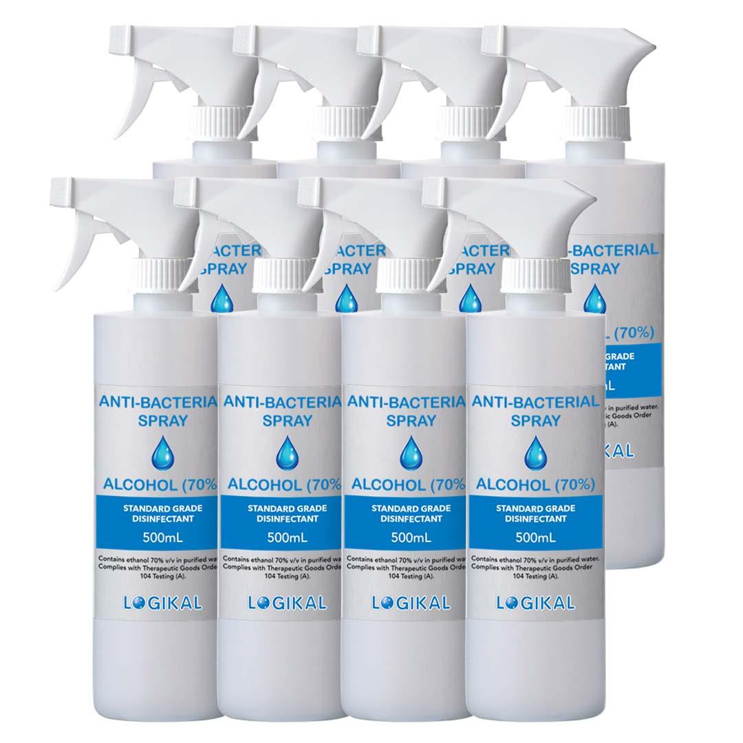 8 X 500ml Standard Grade Disinfectant Anti Bacterial Alcohol Spray Bottle