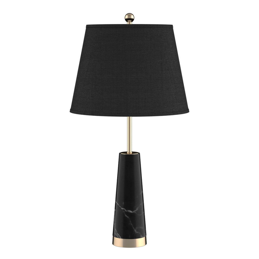 Soga 68cm Black Marble Bedside Desk Table Lamp Living Room Shade With Cone Shape Base