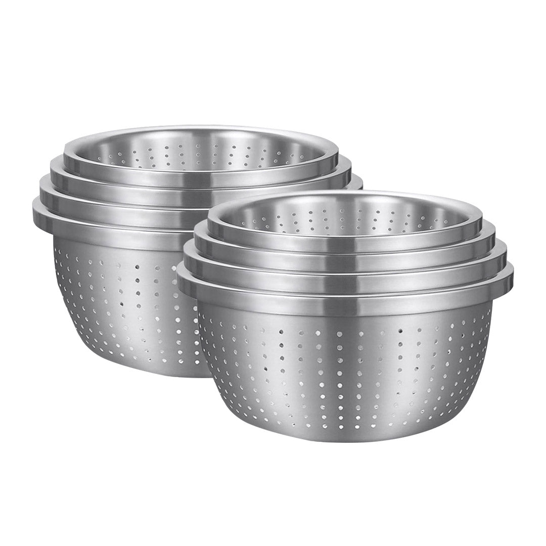 Soga 2 X Stainless Steel Nesting Basin Colander Perforated Kitchen Sink Washing Bowl Metal Basket Strainer Set Of 4