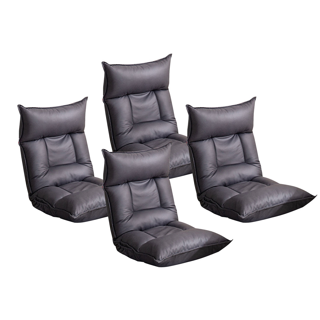 4X Grey Lounge Recliner Lazy Sofa Bed Tatami Cushion Collapsible Backrest Seat Home Office Decor