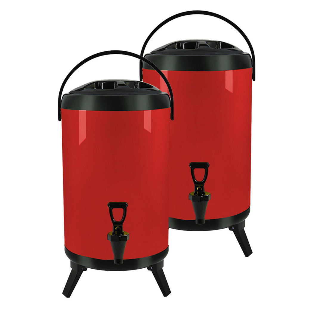Soga 2 X 18 L Stainless Steel Insulated Milk Tea Barrel Hot And Cold Beverage Dispenser Container With Faucet Red