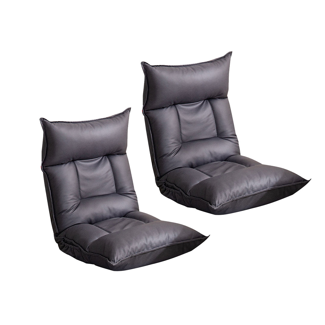 2X Grey Lounge Recliner Lazy Sofa Bed Tatami Cushion Collapsible Backrest Seat Home Office Decor