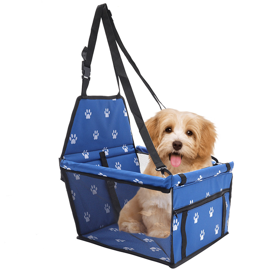 Soga Waterproof Pet Booster Car Seat Breathable Mesh Safety Travel Portable Dog Carrier Bag Blue