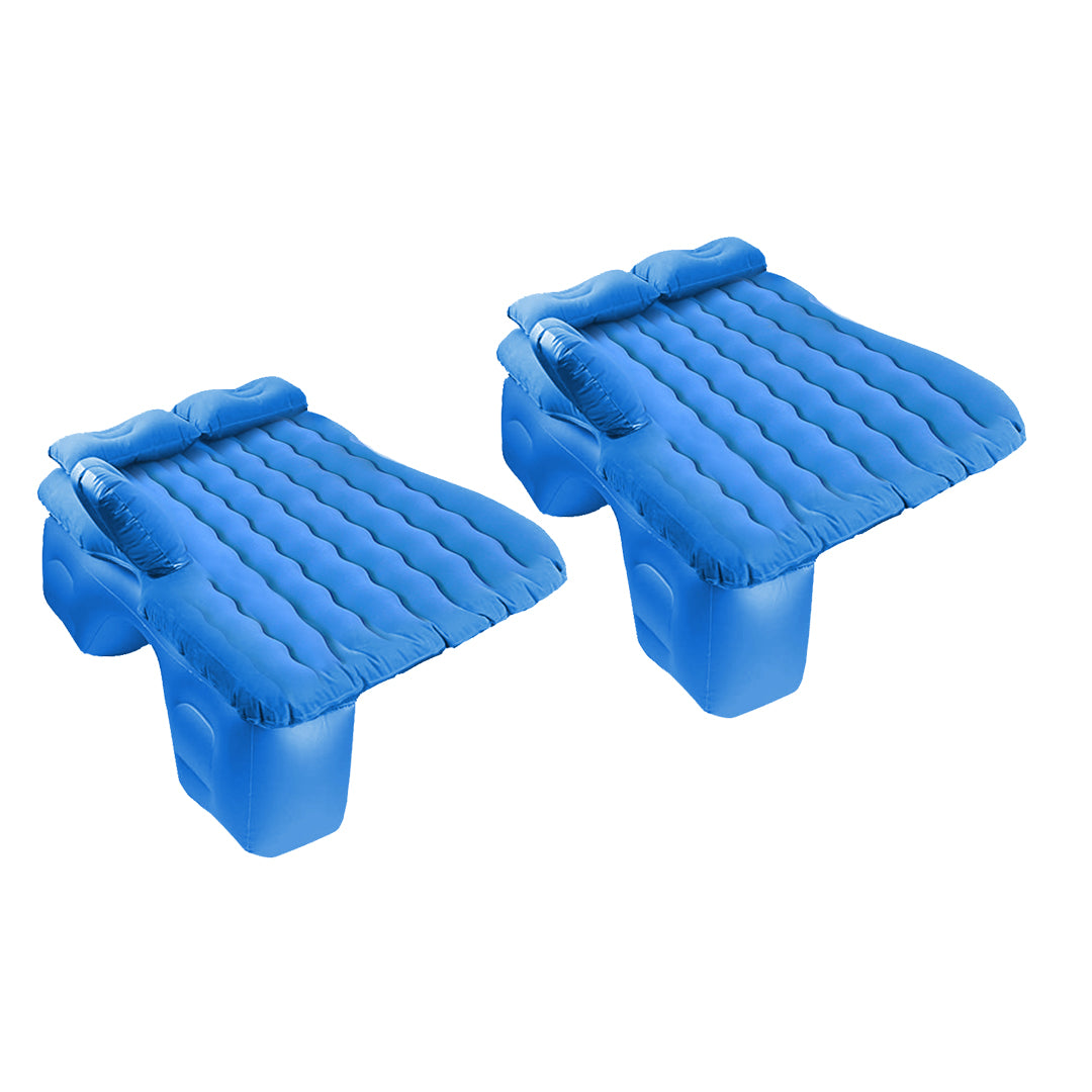 2X Blue Ripple Inflatable Car Mattress Portable Camping Air Bed Travel Sleeping Kit Essentials