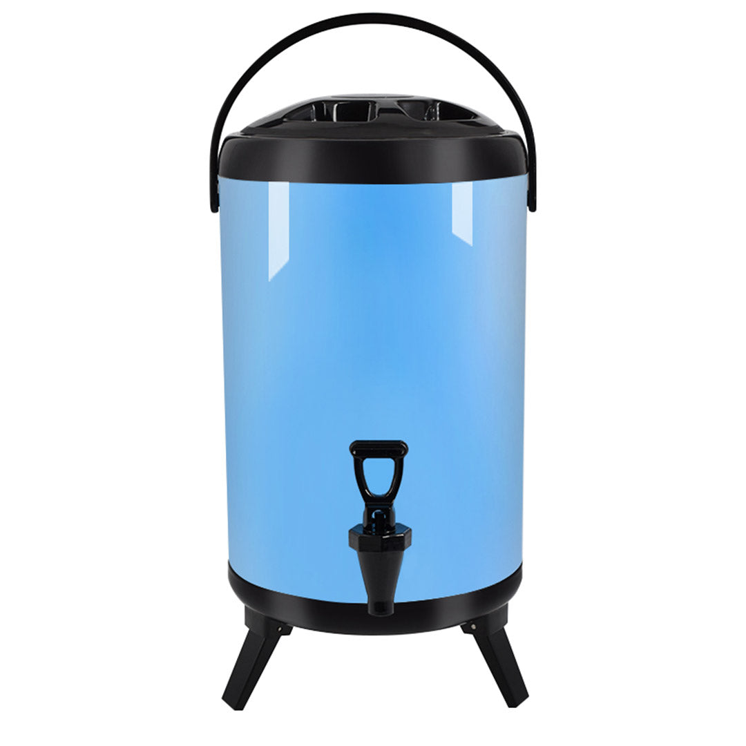 Soga 8 L Stainless Steel Insulated Milk Tea Barrel Hot And Cold Beverage Dispenser Container With Faucet Blue