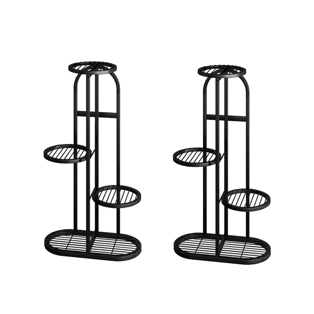Soga 2 X 4 Tier 5 Pots Black Round Metal Plant Rack Flowerpot Storage Display Stand Holder Home Garden Decor