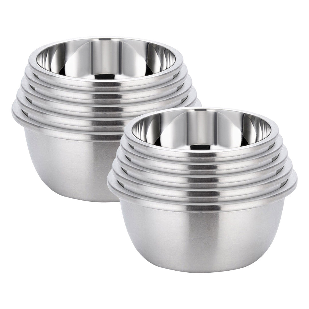 Soga 2 X 5 Pcs Deepen Polished Stainless Steel Stackable Baking Washing Mixing Bowls Set Food Storage Basin