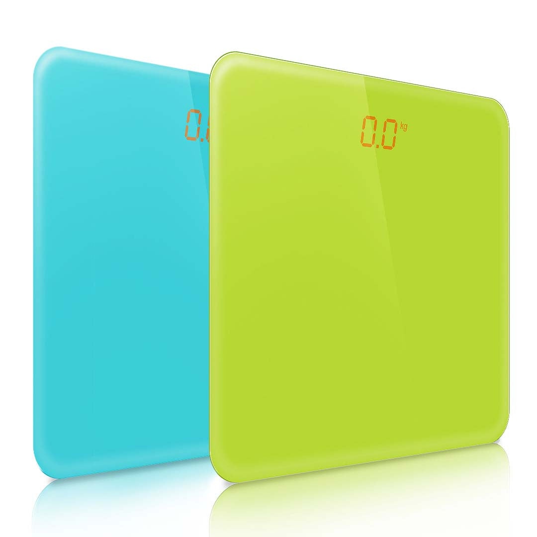 Soga 2 X 180kg Digital Fitness Weight Bathroom Gym Body Glass Lcd Electronic Scales Green/Blue