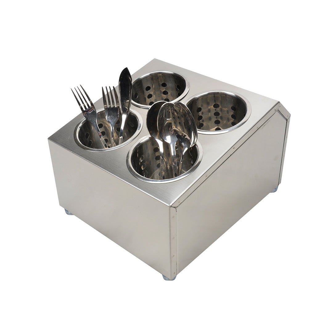 Soga 18/10 Stainless Steel Commercial Conical Utensils Square Cutlery Holder With 4 Holes