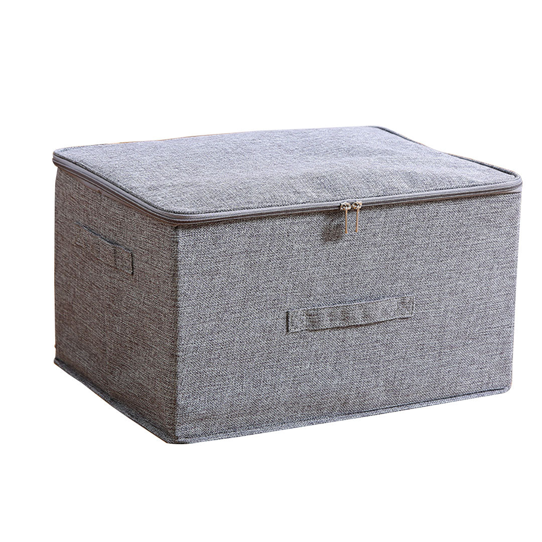Grey Large Portable Double Zipper Storage Box Moisture Proof Clothes Basket Foldable Home Organiser