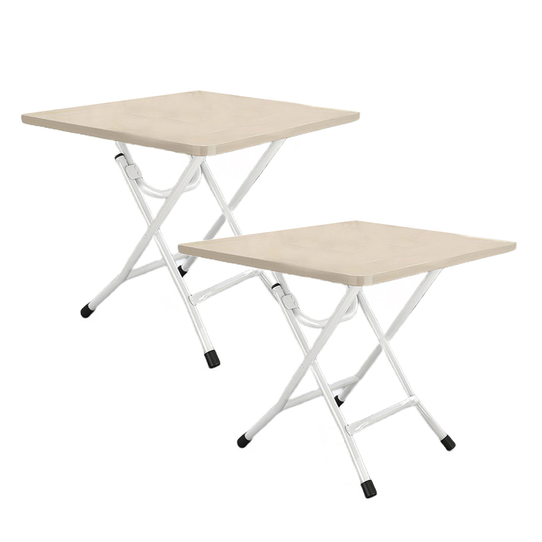 2X White Portable Square Table Standing Legs Foldable Furniture Home Decor