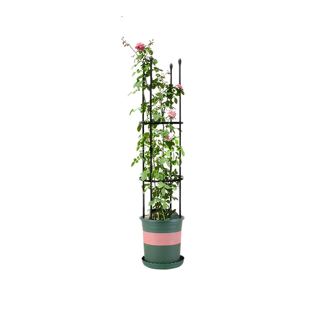 103cm 4-Bar Plant Frame Stand Trellis Vegetable Flower Herbs Outdoor Vine Support Garden Rack with Rings