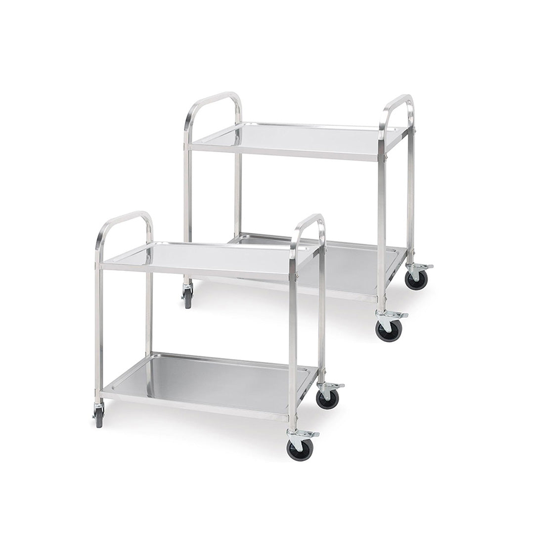 Soga 2 X 2 Tier 81x46x85cm Stainless Steel Kitchen Dining Food Cart Trolley Utility Round Small