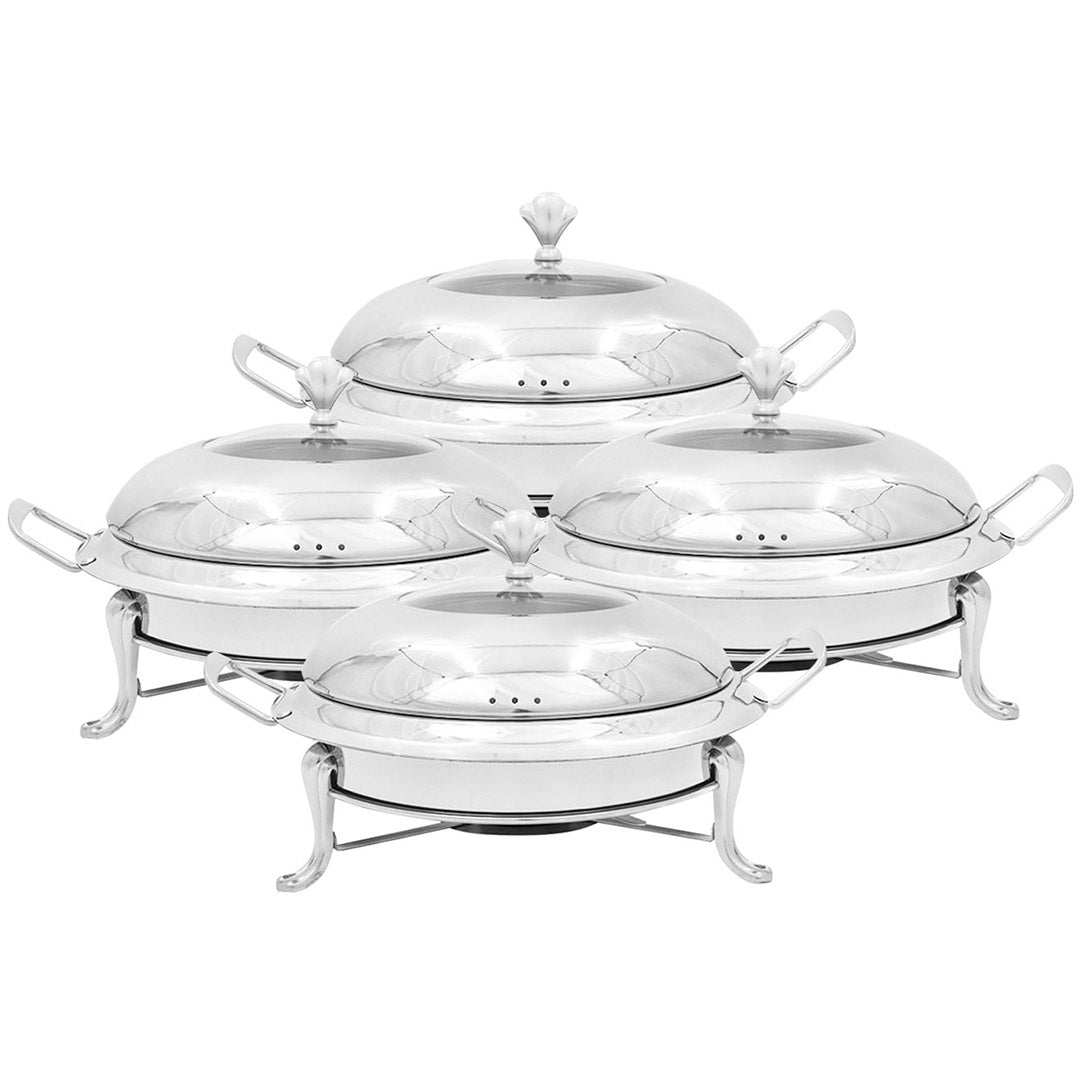 Soga 4 X Stainless Steel Round Buffet Chafing Dish Cater Food Warmer Chafer With Glass Top Lid