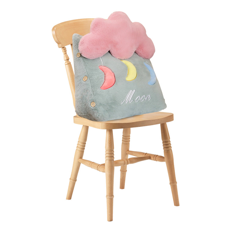 Green Cute Moon Cloud Cushion Soft Leaning Lumbar Wedge Pillow Bedside Plush Home Decor