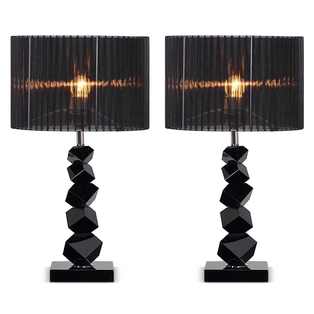 Soga 2 X 55cm Black Table Lamp With Dark Shade Led Desk Lamp