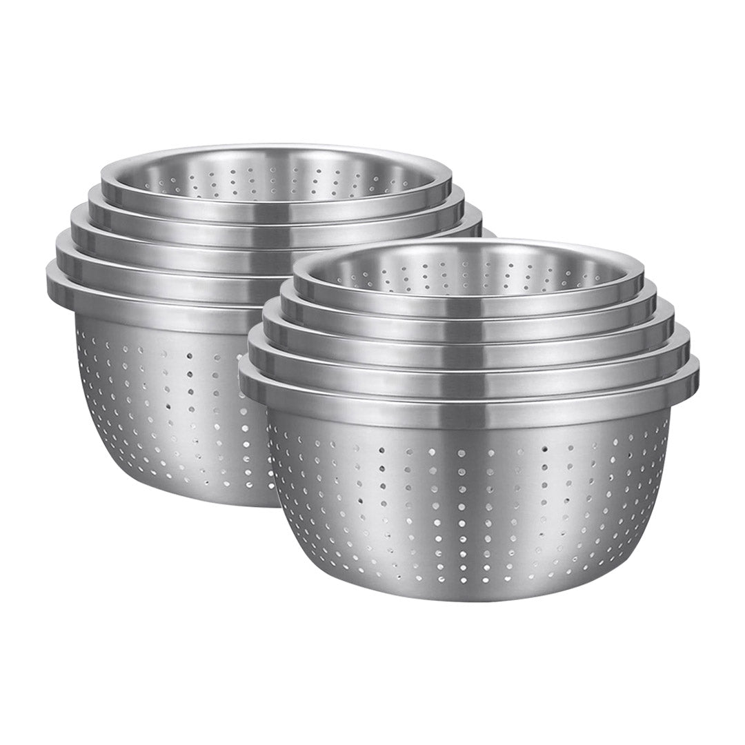 Soga 2 X Stainless Steel Nesting Basin Colander Perforated Kitchen Sink Washing Bowl Metal Basket Strainer Set Of 5