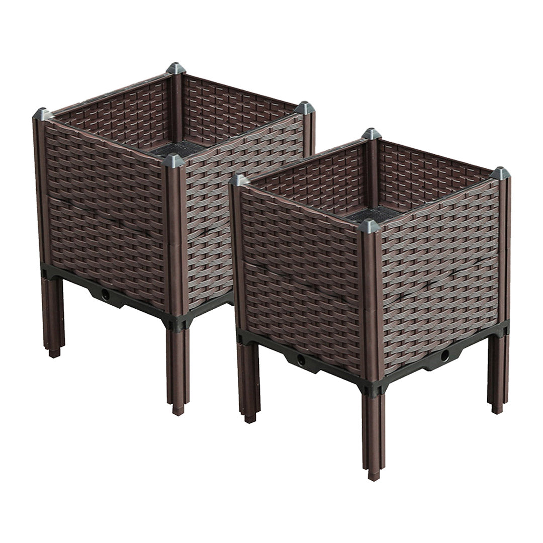 Soga 2 X 40cm Raised Planter Box Vegetable Herb Flower Outdoor Plastic Plants Garden Bed With Legs Deepen