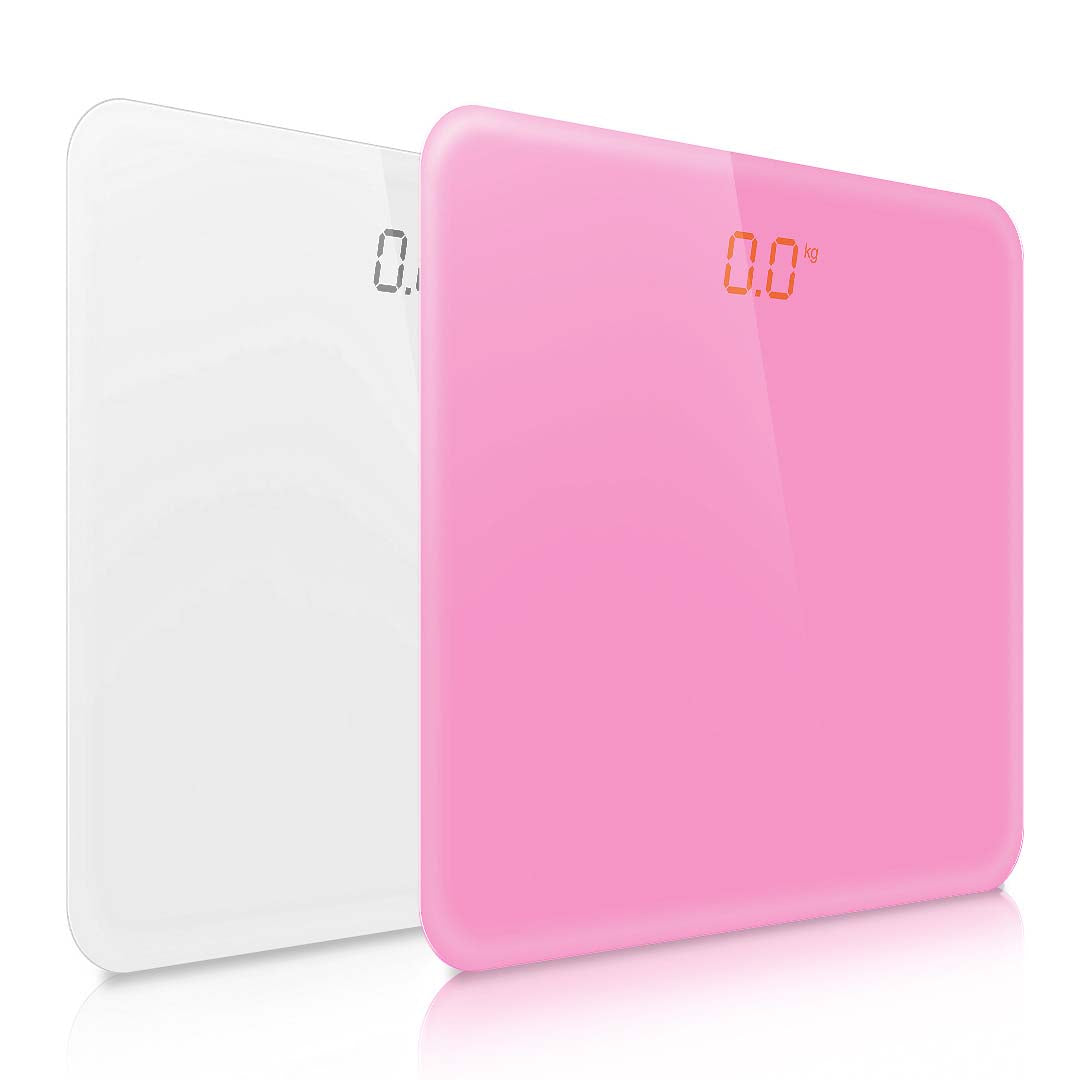 Soga 2 X 180kg Digital Fitness Weight Bathroom Gym Body Glass Lcd Electronic Scales White/Pink