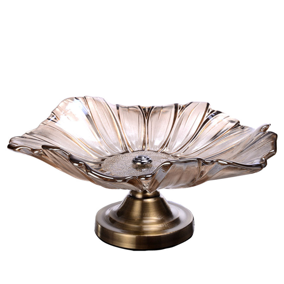 Soga Bronze Tulip Crystal Glass Fruit Bowl Candy Holder Countertop Dessert Serving Basket Decor