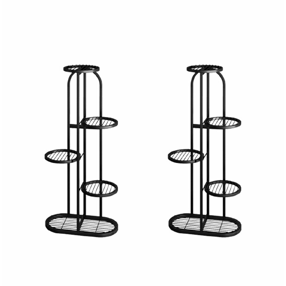 Soga 2 X 5 Tier 6 Pots Black Round Metal Plant Rack Flowerpot Storage Display Stand Holder Home Garden Decor