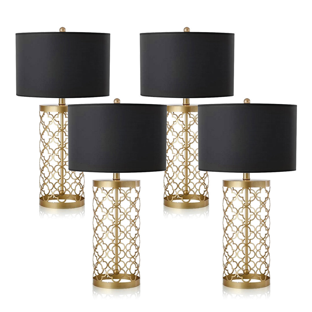 Soga 4 X Golden Hollowed Out Base Table Lamp With Dark Shade