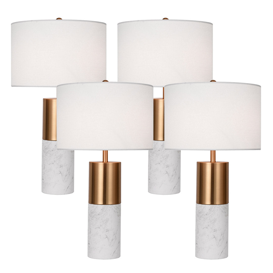 Soga 4 X 60cm White Marble Bedside Modern Desk Table Lamp Living Room Shade With Cylinder Base
