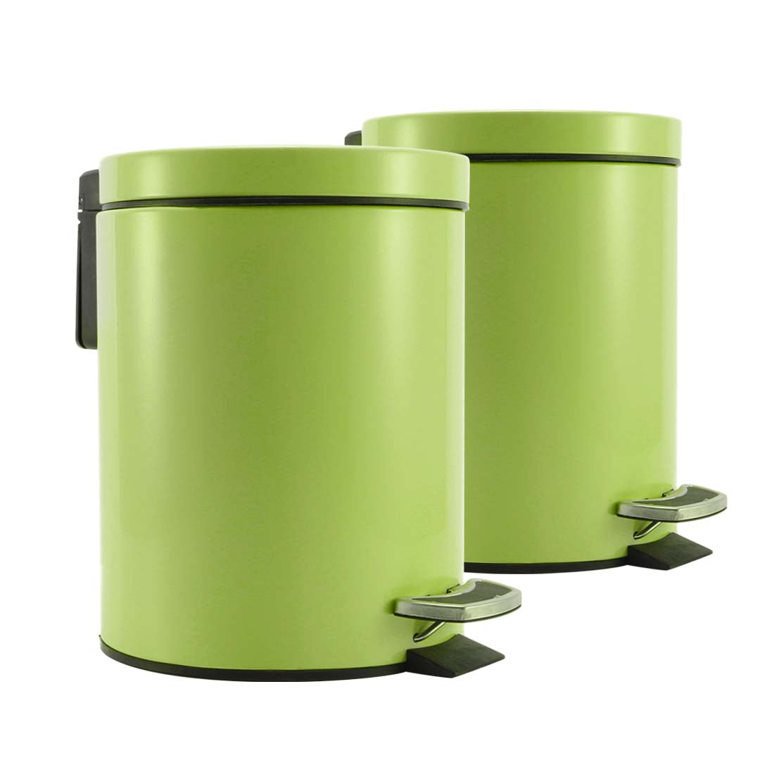 Soga 2 X Foot Pedal Stainless Steel Rubbish Recycling Garbage Waste Trash Bin Round 12 L Green