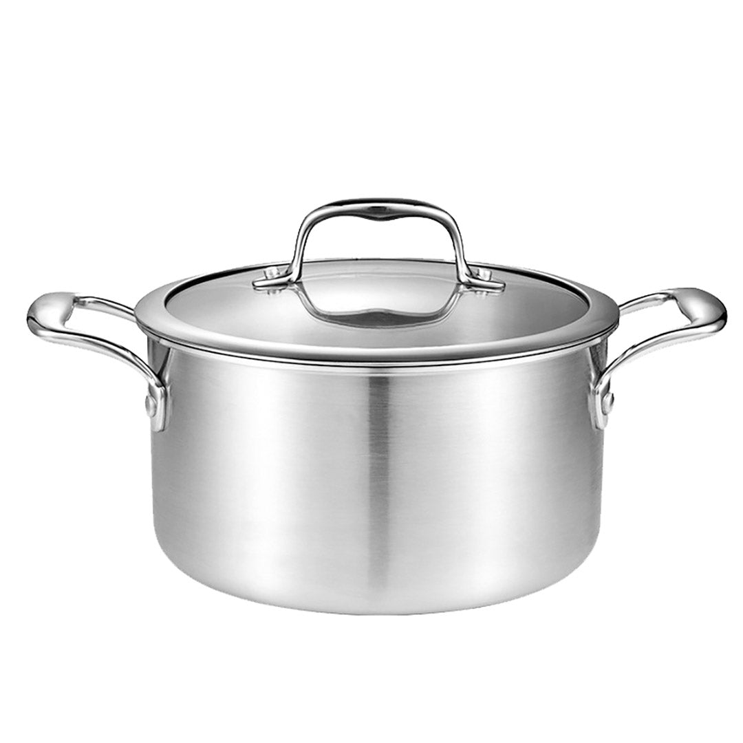 Soga 24cm Stainless Steel Soup Pot Stock Cooking Stockpot Heavy Duty Thick Bottom With Glass Lid