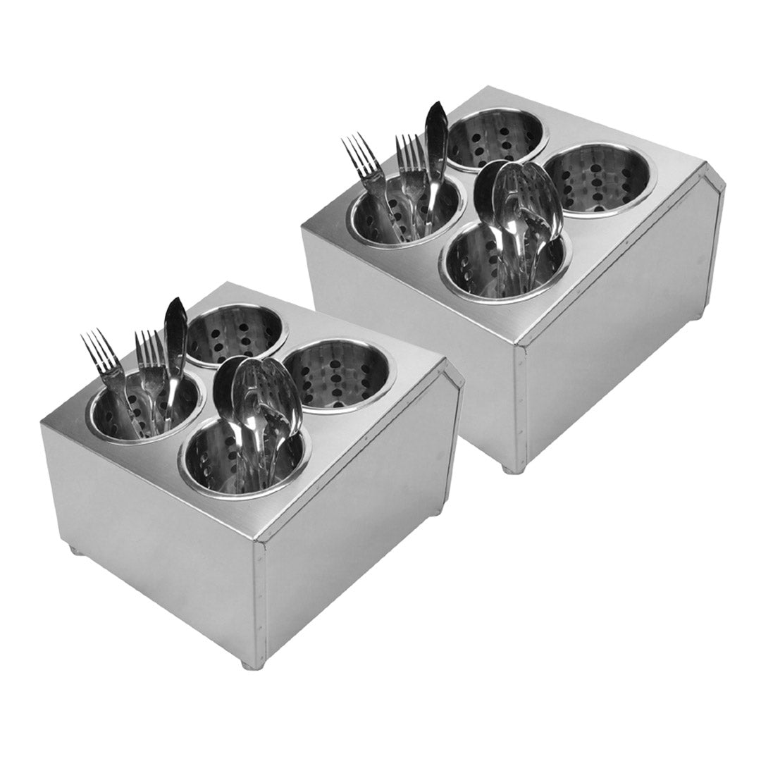 Soga 2 X 18/10 Stainless Steel Commercial Conical Utensils Square Cutlery Holder With 4 Holes
