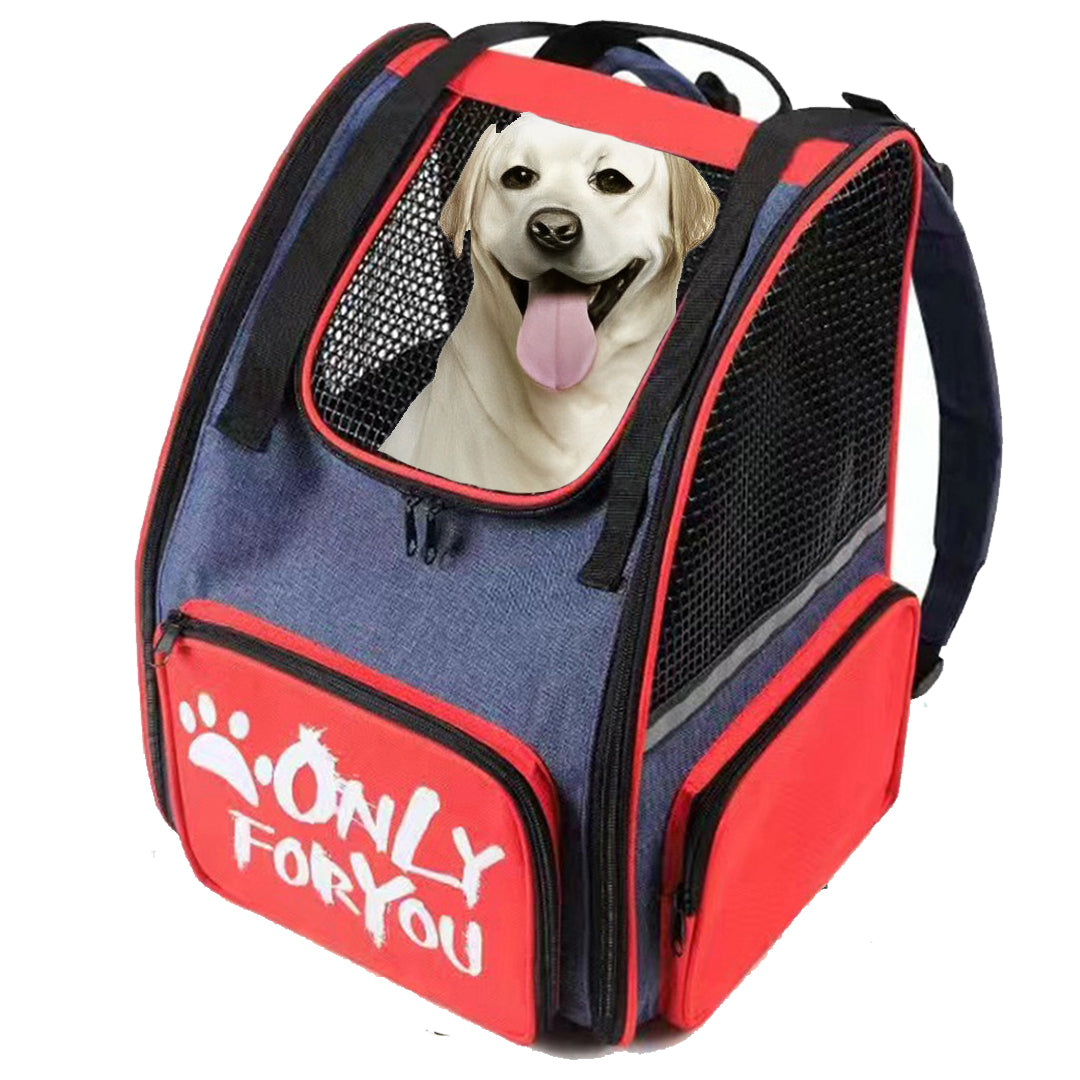 Red Pet Carrier Backpack Breathable Mesh Portable Safety Travel Essentials Outdoor Bag