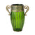 Soga Green European Colored Glass Home Decor Jar Flower Vase With Two Metal Handle