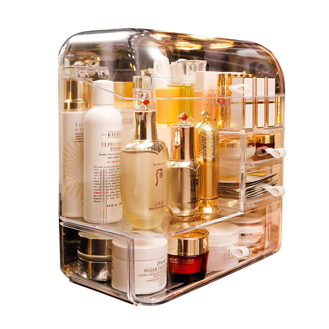 Soga Transparent Cosmetic Storage Box Clear Makeup Skincare Holder With Lid Drawers Waterproof Dustproof Organiser