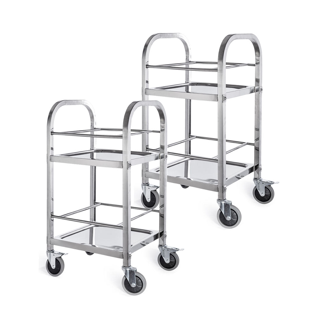 Soga 2 X 2 Tier 500x500x950 Stainless Steel Square Tube Drink Wine Food Utility Cart