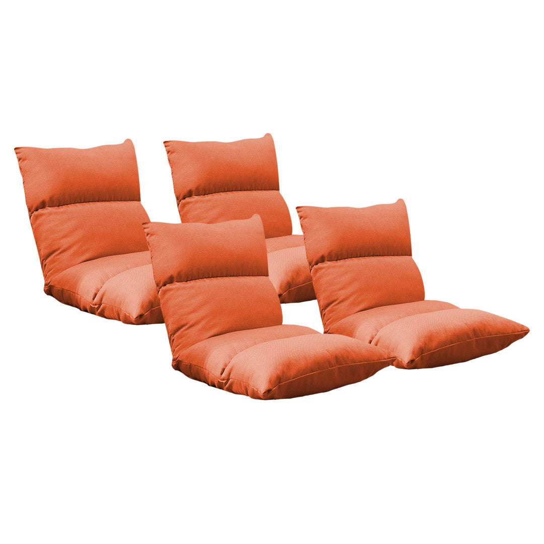 Soga 4 X Lounge Floor Recliner Adjustable Lazy Sofa Bed Folding Game Chair Orange