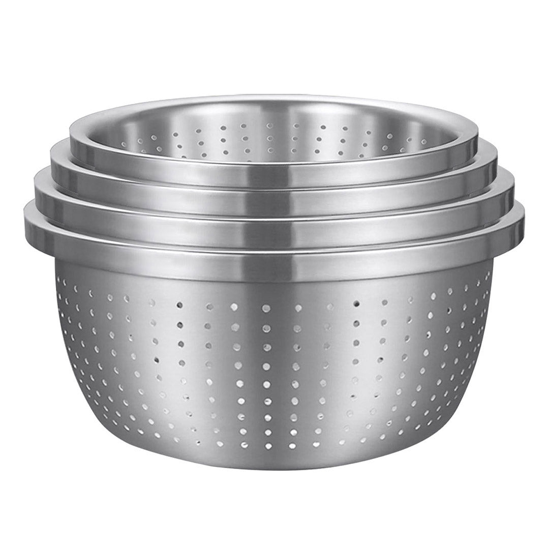 Soga Stainless Steel Nesting Basin Colander Perforated Kitchen Sink Washing Bowl Metal Basket Strainer Set Of 4