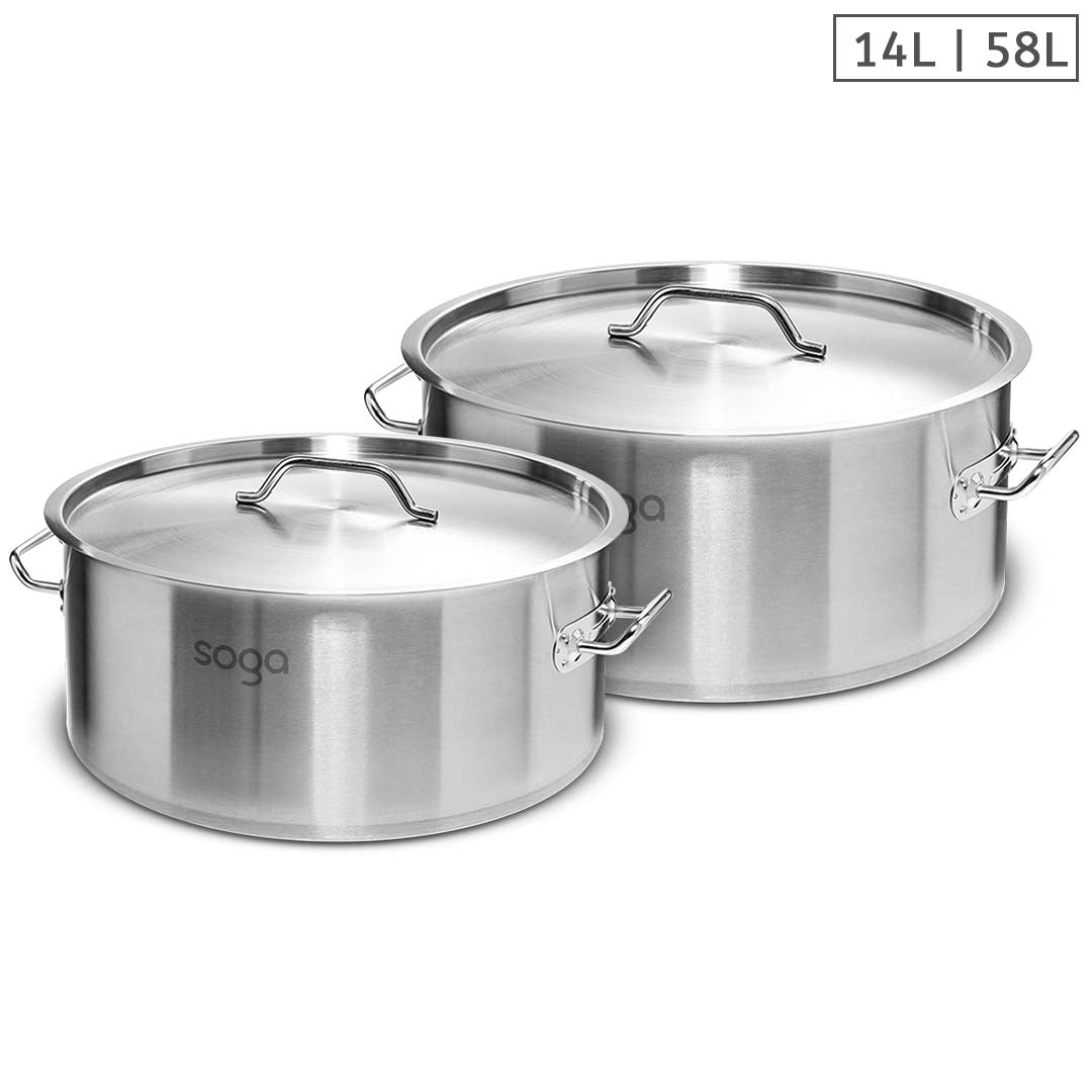 Soga Stock Pot 14 L 58 L Top Grade Thick Stainless Steel Stockpot 18/10