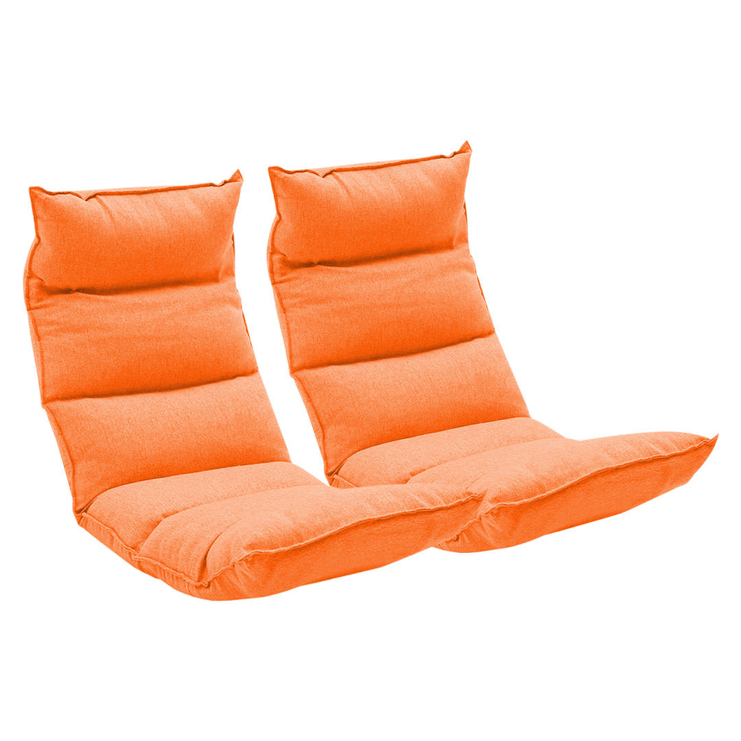 Soga 2 X Foldable Tatami Floor Sofa Bed Meditation Lounge Chair Recliner Lazy Couch Orange