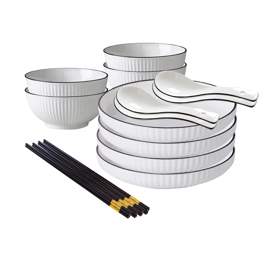 Soga White Japanese Style Ceramic Dinnerware Crockery Soup Bowl Plate Server Kitchen Home Decor Set Of 8