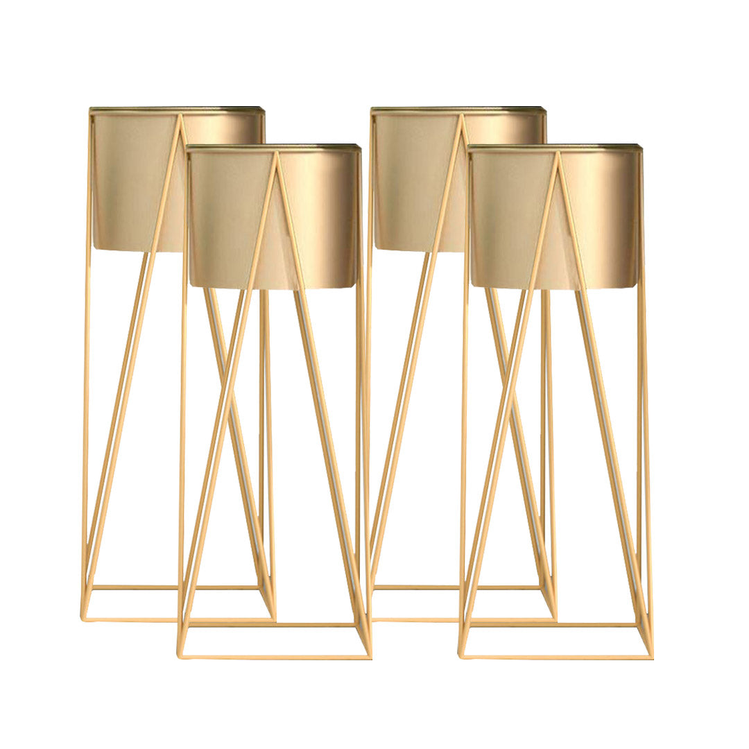 Soga 4 X 70cm Gold Metal Plant Stand With Gold Flower Pot Holder Corner Shelving Rack Indoor Display