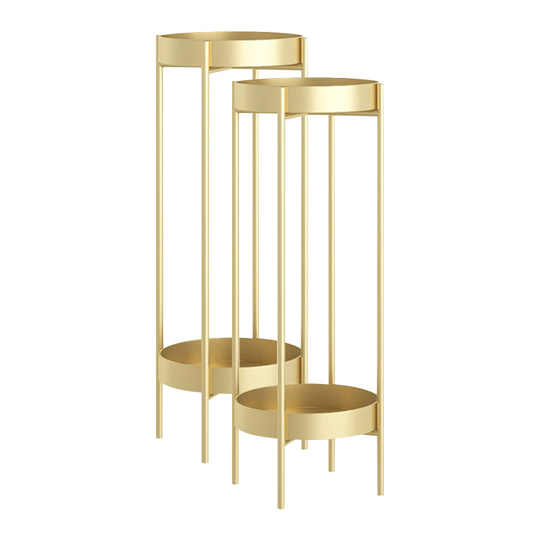 Soga 2 X 2 Layer 80cm Gold Metal Plant Stand Flower Pot Holder Corner Shelving Rack Indoor Display