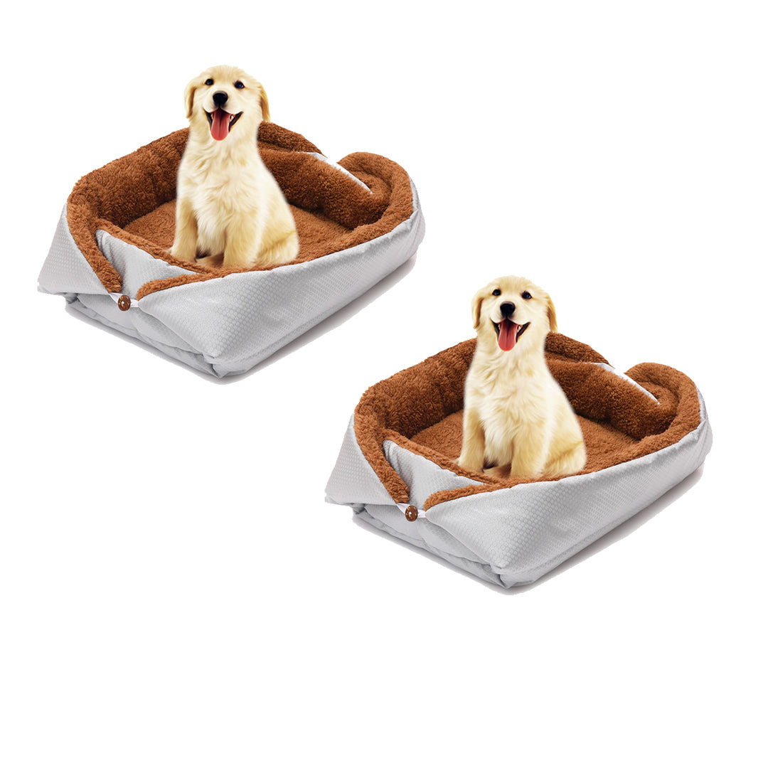Soga 2 X Silver Dual Purpose Cushion Nest Cat Dog Bed Warm Plush Kennel Mat Pet Home Travel Essentials