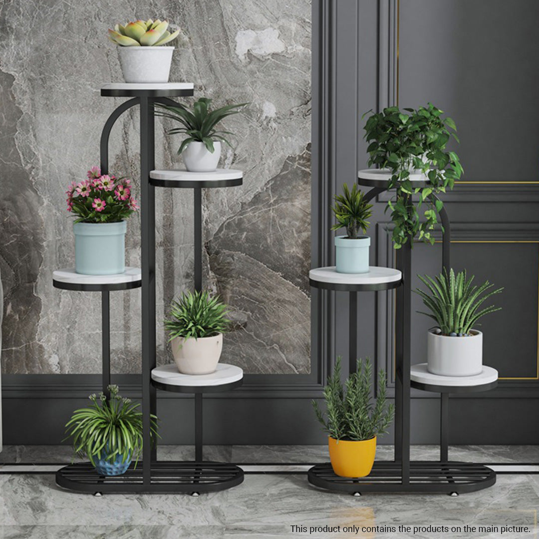 Soga 2 X 4 Tier 5 Pots Black Round Metal Plant Rack Flowerpot Storage Display Stand Holder Home Garden Decor